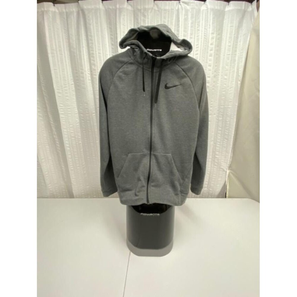 Nike Dri-FIT Mens Medium Full Zip Hoodie Gray Sweatshirt Swoosh Athletic(509-4)